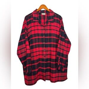 Monterey by Koret Jacket Womens Red Buffalo Plaid Heavy Velour